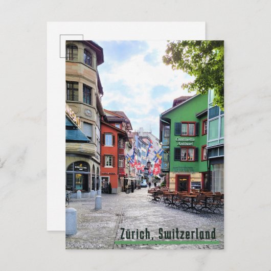 Zürich straat briefkaart (Voorkant / Achterkant)