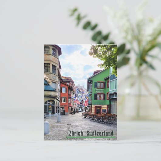 Zürich straat briefkaart (Staand voorkant)