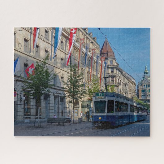 Zurich Street Scene met Tram Jigzaag Puzzle Legpuzzel (Horizontaal)