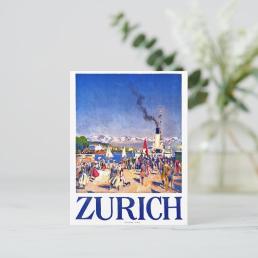 Zürich, toeristenschip op het dok van de stad, Zwi Briefkaart (Staand voorkant)