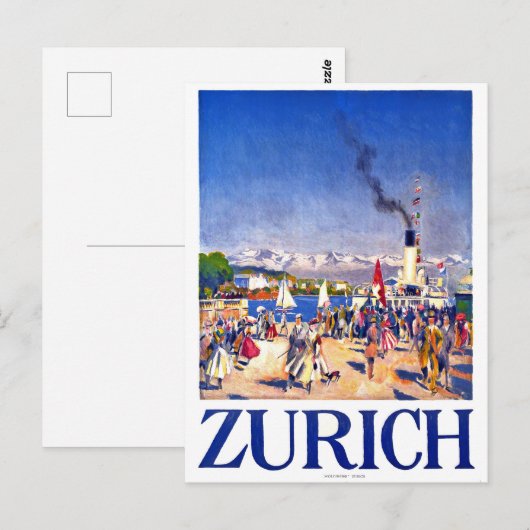 Zürich, toeristenschip op het dok van de stad, Zwi Briefkaart (Voorkant / Achterkant)