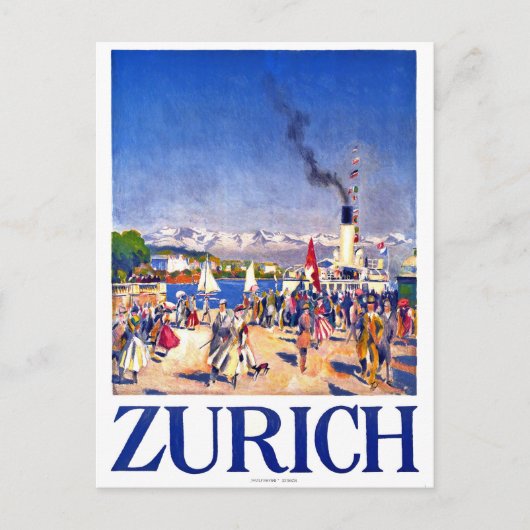 Zürich, toeristenschip op het dok van de stad, Zwi Briefkaart (Voorkant)