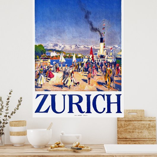Zürich, toeristenschip op het dok van de stad, Zwi Poster (Keuken)