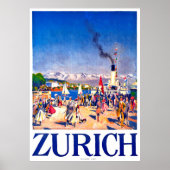 Zürich, toeristenschip op het dok van de stad, Zwi Poster (Voorkant)