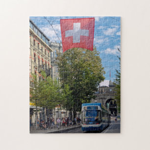 Zurich Tram Zwitserland Jigzaag Puzzle Legpuzzel