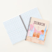 Zürich Travel Art, Zwitserland, Retro Travel Art Notitieboek (Binnen)