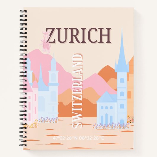Zürich Travel Art, Zwitserland, Retro Travel Art Notitieboek (Voorkant)