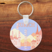 Zürich Travel Art, Zwitserland Travel Art Sleutelhanger (Voorkant)