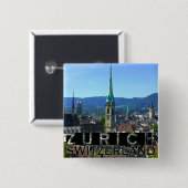 Zurich Vierkante Button 5,1 Cm (Voorkant /achterkant)