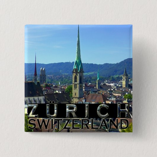 Zurich Vierkante Button 5,1 Cm (Voorkant)