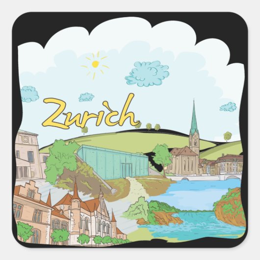 Zurich Vierkante Sticker (Voorkant)