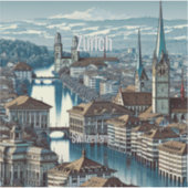 Zürich Zwitserland 3 inch Vinyl Sticker (Voorkant)