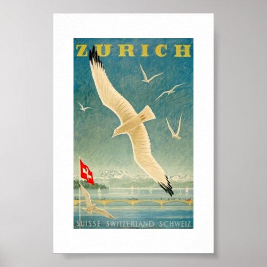 Zürich, Zwitserland, Advert, Seagull,  Poster (Voorkant)