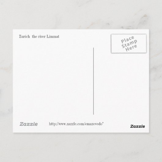 Zürich, Zwitserland Briefkaart (Achterkant)