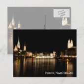 Zürich Zwitserland Briefkaart Nachtlichten (Voorkant / Achterkant)