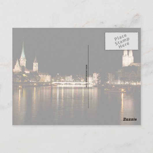 Zürich Zwitserland Briefkaart Nachtlichten (Achterkant)