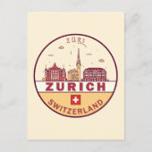 Zurich Zwitserland City Skyline Emblem Briefkaart (Voorkant)