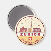 Zurich Zwitserland City Skyline Emblem Magneet (Voorkant / Achterkant)