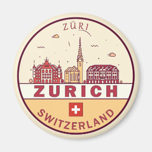 Zurich Zwitserland City Skyline Emblem Magneet