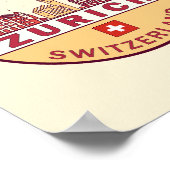 Zurich Zwitserland City Skyline Emblem Poster (Hoek)