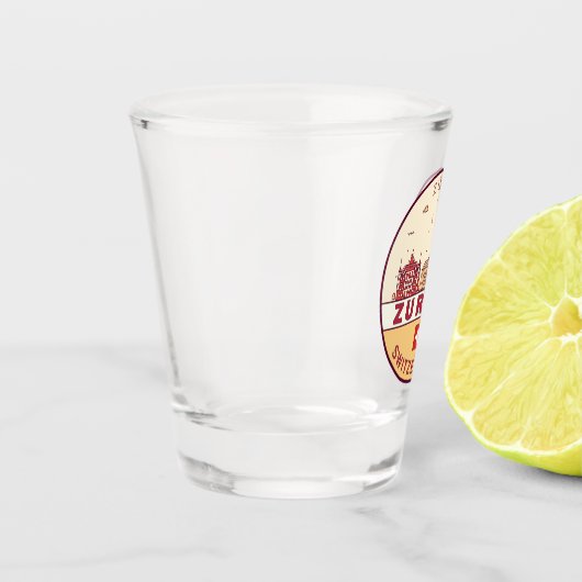 Zurich Zwitserland City Skyline Emblem Shot Glas (Links)