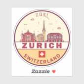Zurich Zwitserland City Skyline Emblem Sticker (Vel)