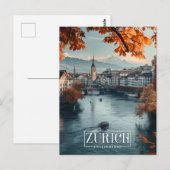 Zürich, Zwitserland: Een vintage reis Briefkaart (Voorkant / Achterkant)