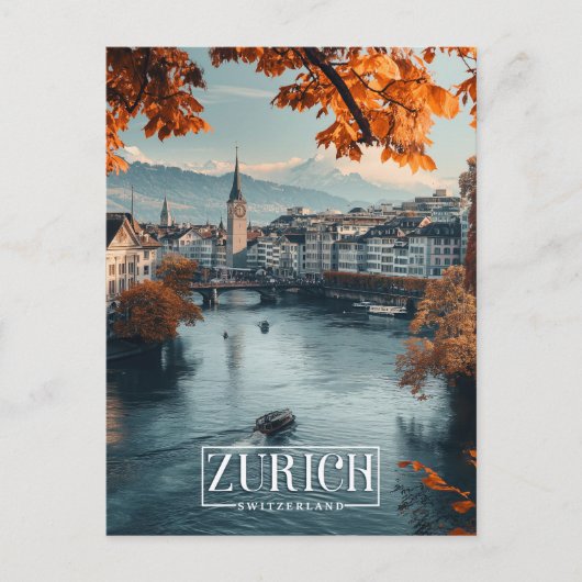 Zürich, Zwitserland: Een vintage reis Briefkaart (Voorkant)