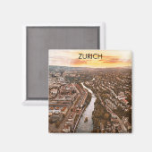 Zürich, Zwitserland Europa City Uitzicht Magneet (Voorkant / Achterkant)