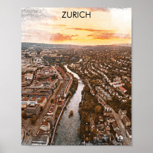 Zürich, Zwitserland Europa City Uitzicht Poster