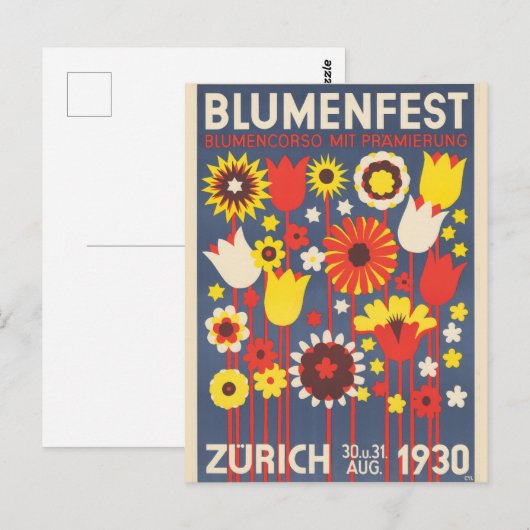  Zürich Zwitserland Flower Festival Reizen Briefkaart (Voorkant / Achterkant)