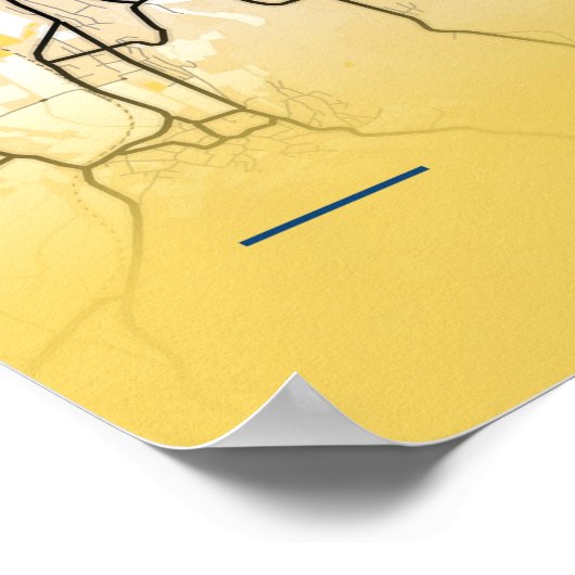 Zürich - Zwitserland Gele City Map Poster (Hoek)