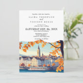 Zürich Zwitserland Huwelijksuitnodiging Retro Kaart (Staand voorkant)