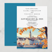 Zürich Zwitserland Huwelijksuitnodiging Retro Kaart (Voorkant / Achterkant)