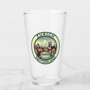 Zürich Zwitserland Illustratie Travel Art Badge Glas