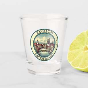 Zürich Zwitserland Illustratie Travel Art Badge Shot Glas