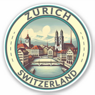 Zürich Zwitserland Illustratie Travel Art Badge Sticker
