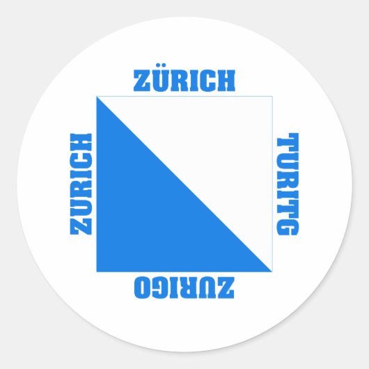 Zürich Zwitserland Kanton Vlag Ronde Sticker (Voorkant)