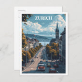 Zürich Zwitserland  Kunst Reizen Illustratie Briefkaart (Voorkant / Achterkant)