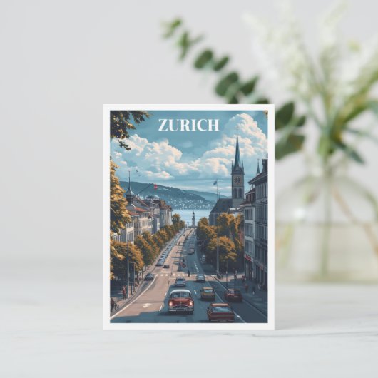 Zürich Zwitserland  Kunst Reizen Illustratie Briefkaart (Staand voorkant)