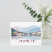 Zürich Zwitserland Lake Zürich Pastelreis Briefkaart (Staand voorkant)