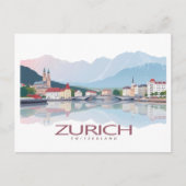 Zürich Zwitserland Lake Zürich Pastelreis Briefkaart (Voorkant)