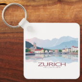 Zürich Zwitserland Lake Zürich Pastelreis Sleutelhanger (Voorkant)