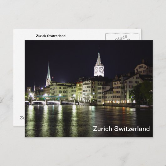 Zurich Zwitserland Limmat River Briefkaart (Voorkant / Achterkant)