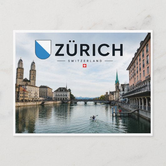 Zurich - Zwitserland - Limmat rivier Briefkaart (Voorkant)