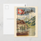 Zürich Zwitserland Painterly Travel Art Vintage Briefkaart (Voorkant / Achterkant)