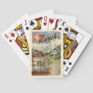 Zürich Zwitserland Painterly Travel Art Vintage Pokerkaarten