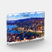Zürich Zwitserland Panorama Uitzicht Waterverf Fotoblokken (Links)