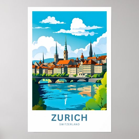 Zürich Zwitserland Reisprint Poster (Voorkant)