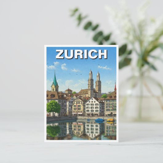Zürich Zwitserland Reizen Briefkaart (Staand voorkant)